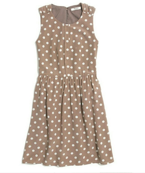 [Madewell] polka dot Tan dress 100%silk size 4 - Picture 8 of 8